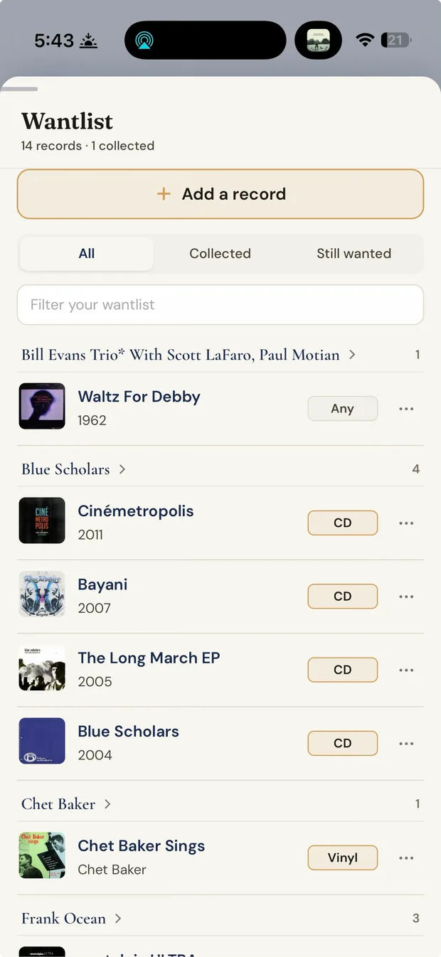 Your Wantlist in Uki Music, the records you are chasing across formats